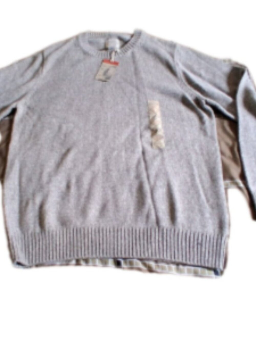 NWT St. John's Bay Men's Size L Grey Long Sleeve 100% Cotton Crewneck Sweater